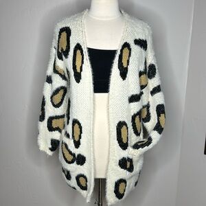 Bibi white leopard long cardigan Size Small